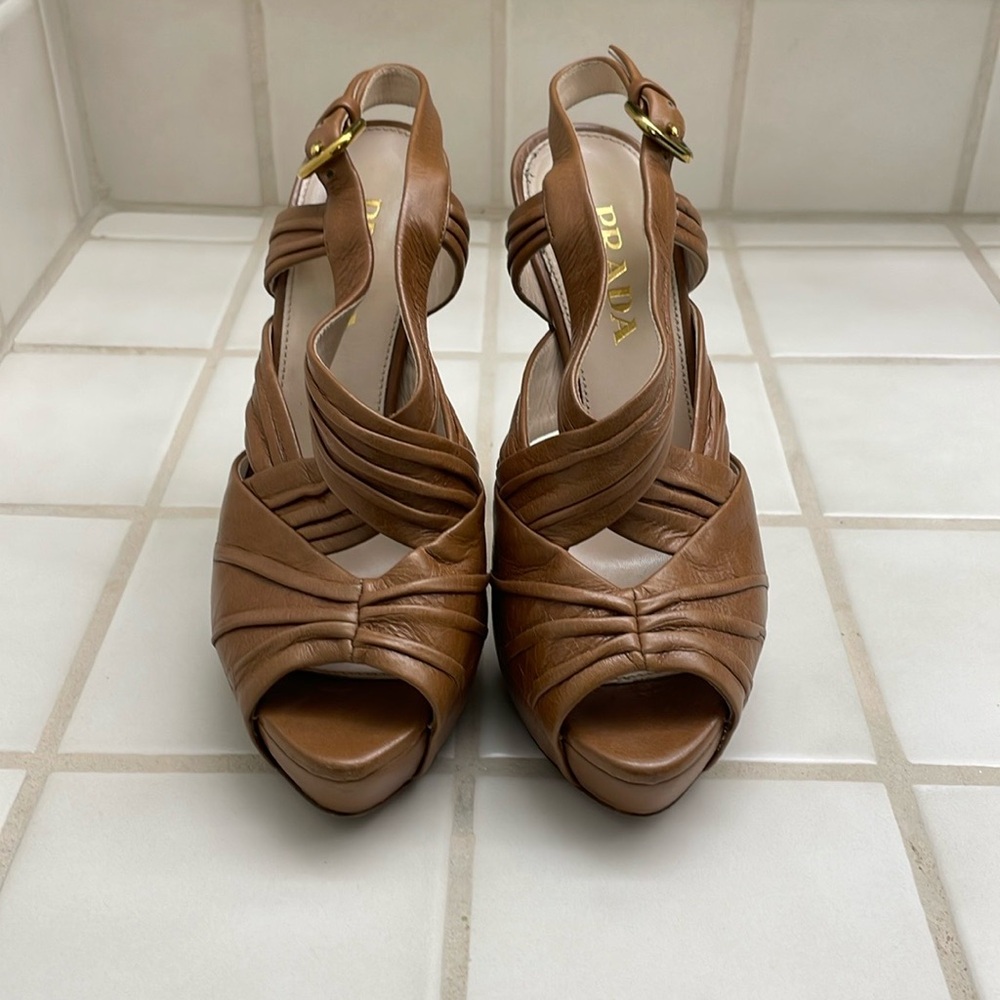 Prada Brown Slingback Heels with Vintage Charm